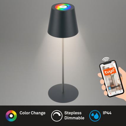 Briloner 7559015 - LED RGB dimbar uppladdningsbar utomhusbordslampa COLORIS LED/3,5W/5V IP44 2000 mAh antracit Wi-Fi Tuya