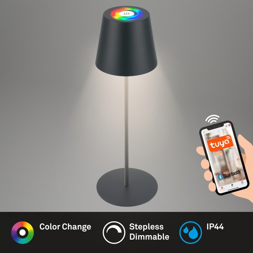 Briloner 7559015 - LED RGB dimbar uppladdningsbar utomhusbordslampa COLORIS LED/3,5W/5V IP44 2000 mAh antracit Wi-Fi Tuya