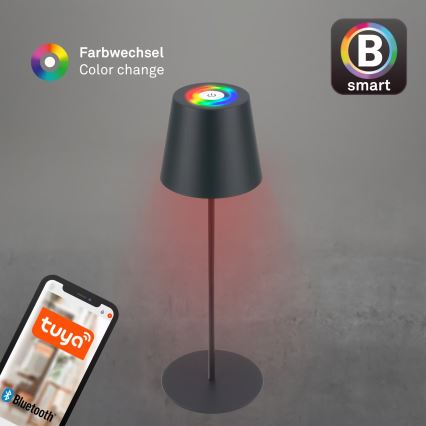 Briloner 7559015 - LED RGB dimbar uppladdningsbar utomhusbordslampa COLORIS LED/3,5W/5V IP44 2000 mAh antracit Wi-Fi Tuya