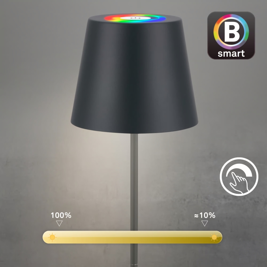 Briloner 7559015 - LED RGB dimbar uppladdningsbar utomhusbordslampa COLORIS LED/3,5W/5V IP44 2000 mAh antracit Wi-Fi Tuya