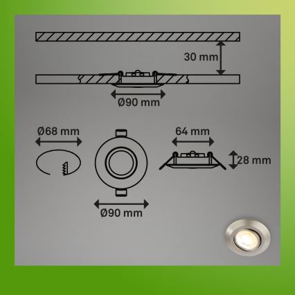 Briloner 7586032 - Set om 3 infällda LED-badrumsarmaturer KLIRA LED/4,9W/230V 2500/3000/4000K IP23 matt krom