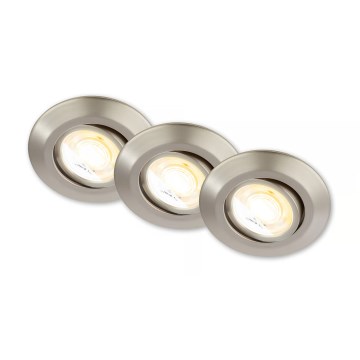 Briloner 7586032 - Set om 3 LED-infällda badrumsarmaturer KLIRA 1xLED/4,9W/230V 2500/3000/4000K IP23 mattkrom