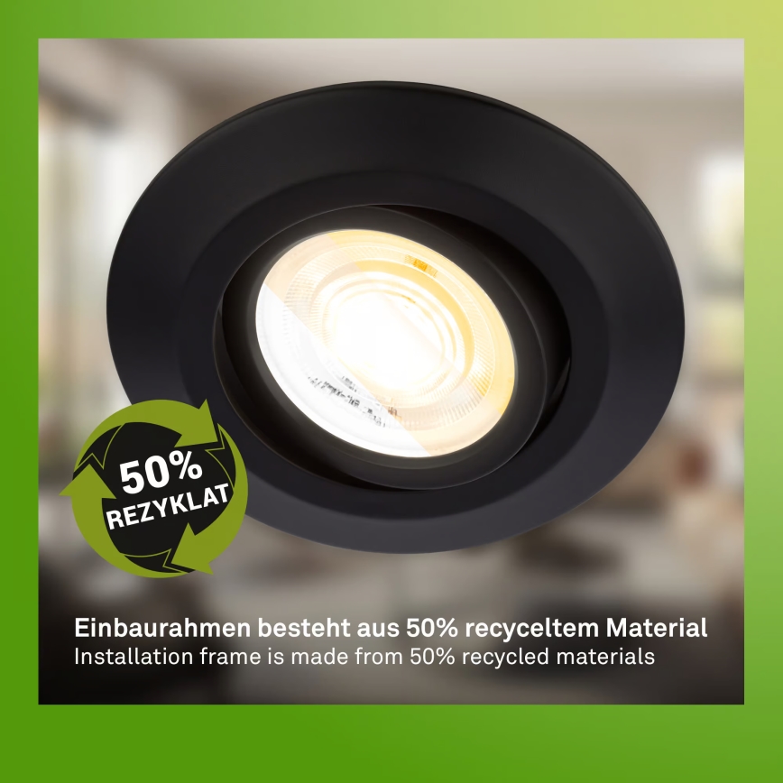 Briloner 7586035 - Set om 3 infällda LED-badrumsarmaturer KLIRA LED/4,9W/230V 2500/3000/4000K IP23 svart