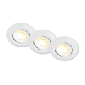 Briloner 7586036 - Set om 3 LED infällda badrumsarmaturer KLIRA 1xLED/4,9W/230V 2500/3000/4000K IP23 vit