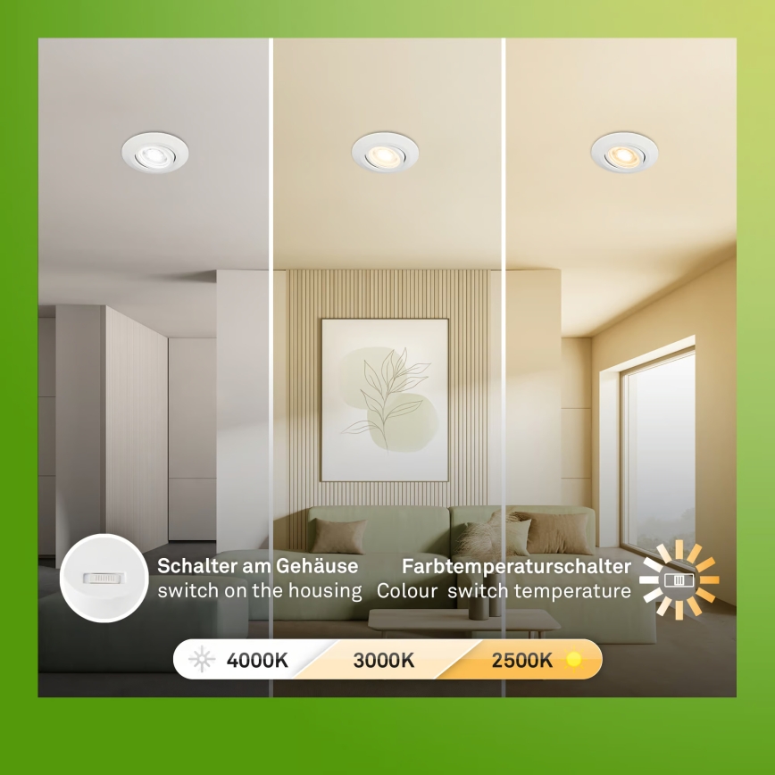 Briloner 7586036 - 3-pack LED-infälld badrumsarmatur KLIRA LED/4,9W/230V 2500/3000/4000K IP23 vit