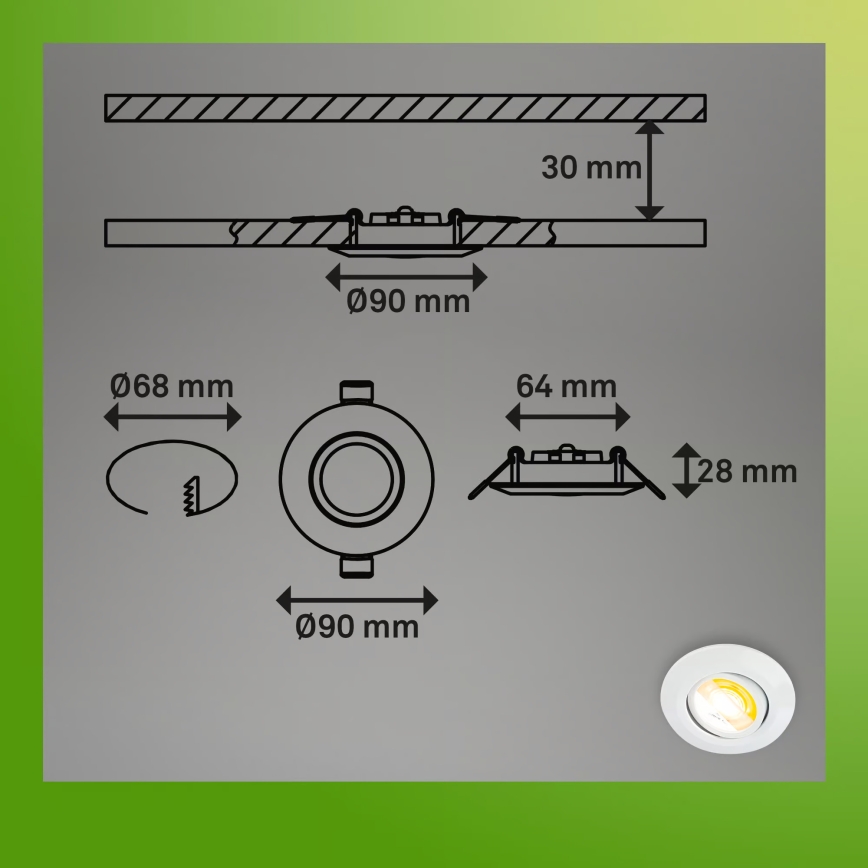 Briloner 7586036 - 3-pack LED-infälld badrumsarmatur KLIRA LED/4,9W/230V 2500/3000/4000K IP23 vit