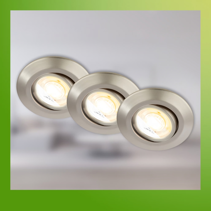 Briloner 7587032 - Set med 3 dimbara infällda badrumsarmaturer KLIRA LED/4,9W/230V 2500/3000/4000K IP23 mattkrom