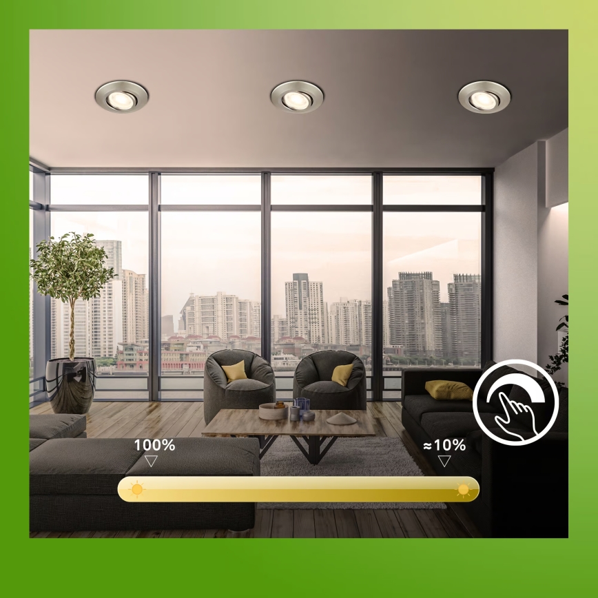 Briloner 7587032 - Set med 3 dimbara infällda badrumsarmaturer KLIRA LED/4,9W/230V 2500/3000/4000K IP23 mattkrom