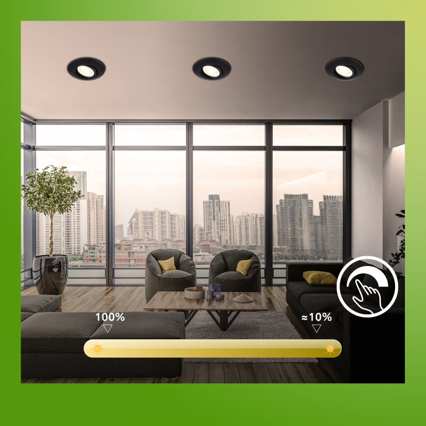 Briloner 7587035 - Set om 3 dimbara LED-inbyggnadsspot för badrum KLIRA LED/4,9W/230V 2500/3000/4000K IP23 svart