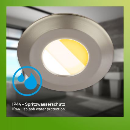 Briloner 7588032 - Set med 3 LED infällda badrumsarmaturer KLIRA LED/4,9W/230V 2500/3000/4000K IP44 matt krom