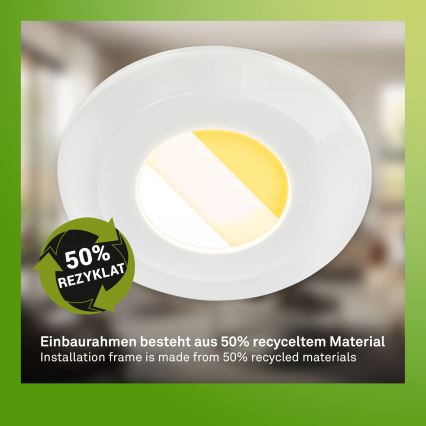 Briloner 7588036 - Set om 3 infällda LED-takarmaturer för badrum KLIRA, 4,9 W, 230 V, 2500/3000/4000 K, IP44, vit