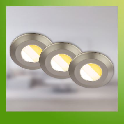 Briloner 7589032 - Set med 3 dimbara infällda LED-badrumsspotar KLIRA LED/4,9W/230V IP44 matt krom