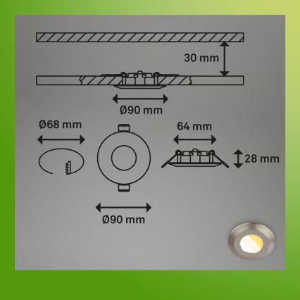 Briloner 7589032 - Set med 3 dimbara infällda LED-badrumsspotar KLIRA LED/4,9W/230V IP44 matt krom