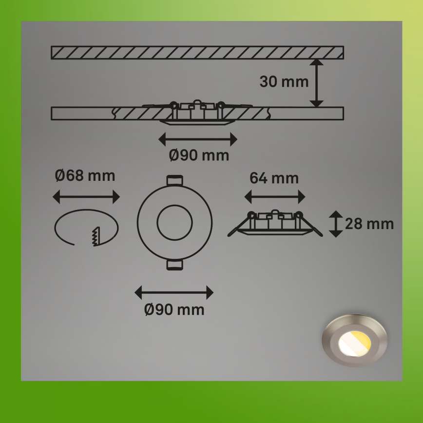 Briloner 7589032 - Set med 3 dimbara infällda LED-badrumsspotar KLIRA LED/4,9W/230V IP44 matt krom