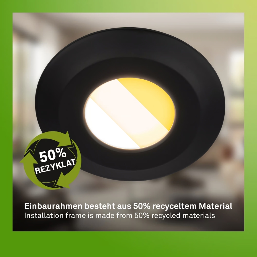 Briloner 7589035 - 3-pack dimbara infällda badrumsarmaturer KLIRA LED/4,9W/230V 2500/3000/4000K IP44 svart
