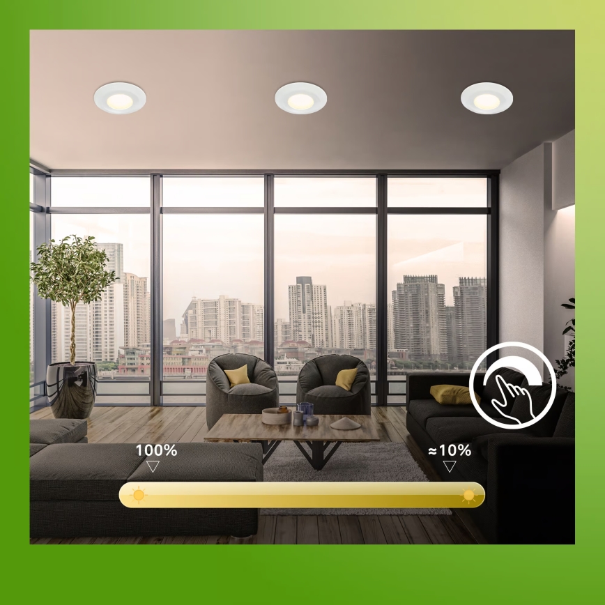 Briloner 7589036 - Set om 3 dimbara infällda badrumsarmaturer KLIRA LED/4,9W/230V 2500/3000/4000K IP44 vit