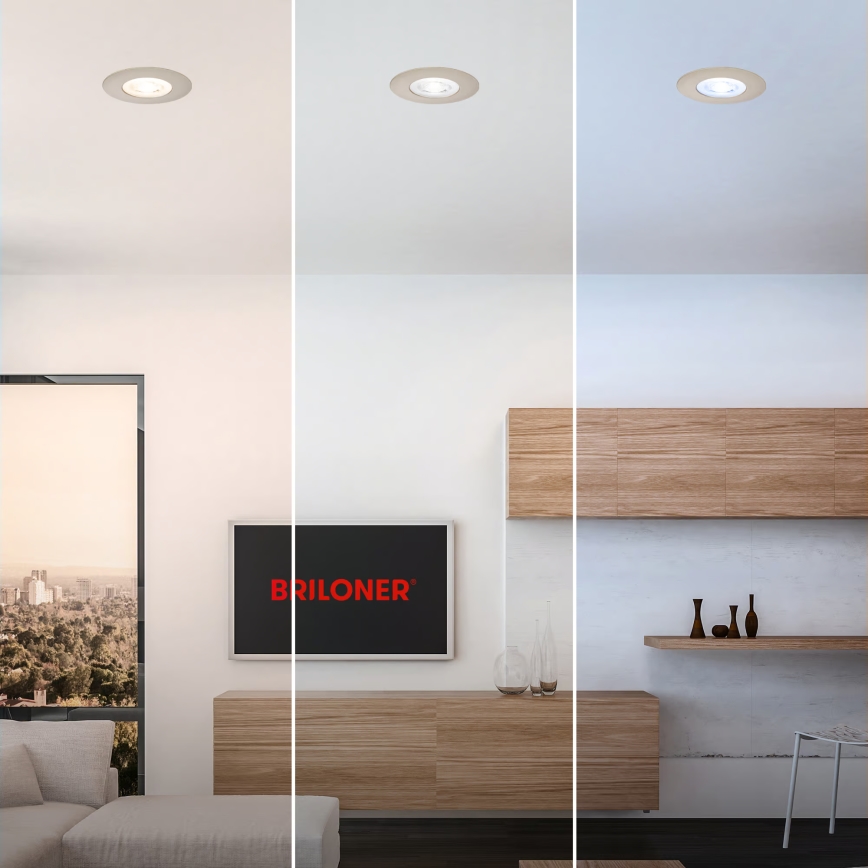 Briloner 7605032 - Set med 3 infällda badrumsarmaturer 3xLED/4,9W/230V 2700/4000/6500K IP44 matt krom