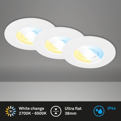 Briloner 7605036 - Set om 3 LED infällda takarmaturer för badrum LED/4,9W/230V 2700/4000/6500K IP44 vita