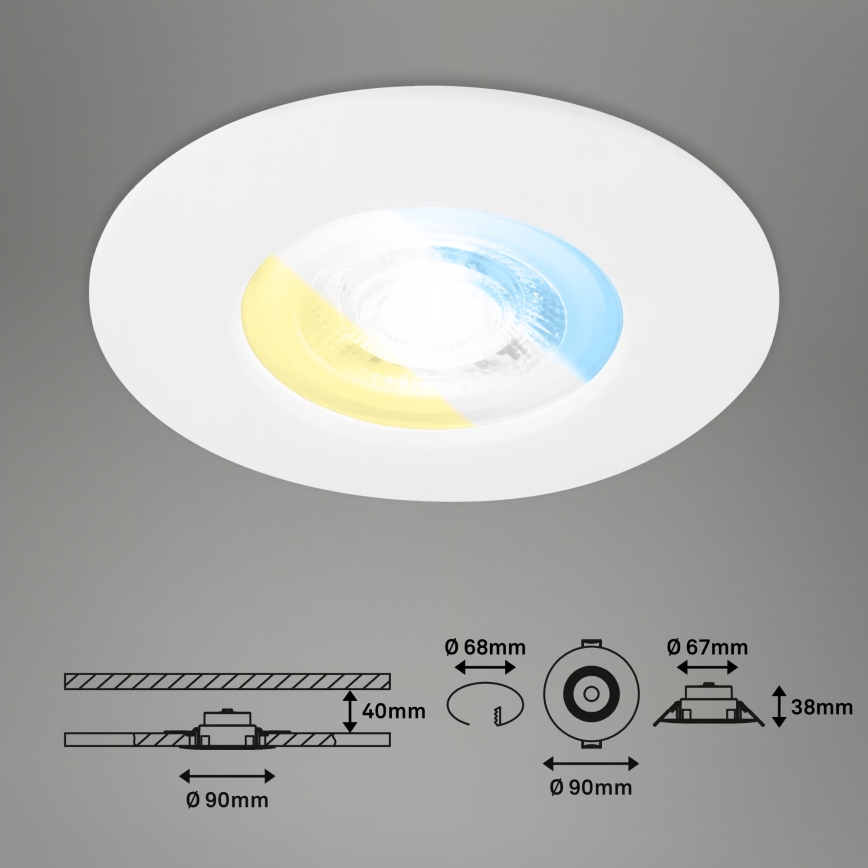 Briloner 7605036 - Set om 3 LED infällda takarmaturer för badrum LED/4,9W/230V 2700/4000/6500K IP44 vita