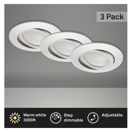 Briloner 8309-039 - KIT 3x Infälld dimbar LED badrumsbelysning LED/5W/230V IP23