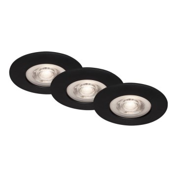 Briloner - KIT 3x Infälld LED badrumsbelysning LED/4,9W/230V IP44 svart