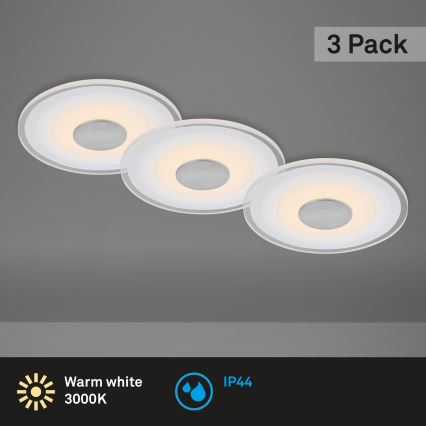 Briloner - KIT 3x Infälld LED badrumsbelysning LED/6W/230V IP44 krom