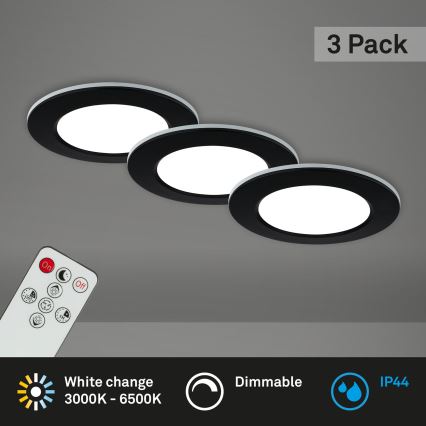 Briloner - KIT 3x Infälld dimbar LED badrumsbelysning LED/4,8W/230V 3000-6500K IP44 + fjärrkontroll