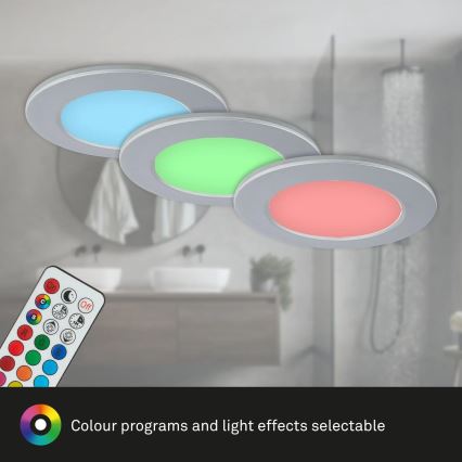 Briloner - KIT 3x LED RGBW Ljusreglerad hängande badrumslampa LED/4,8W/230V 3000-6500K IP65 + fjärrkontroll