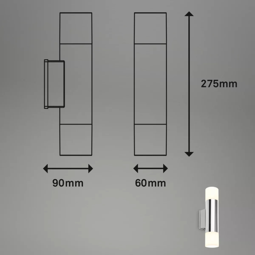 Briloner - LED badrumsvägglampa 2xGU10/4,8W/230V IP44 3000K polerad krom