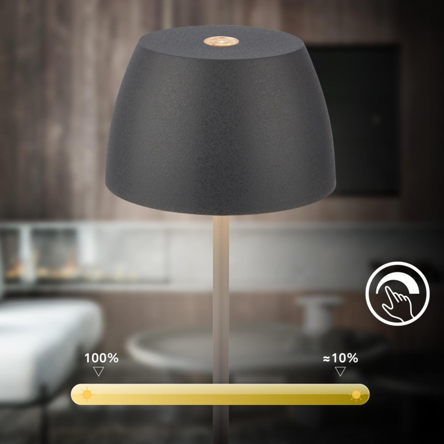 Briloner - LED dimbar uppladdningsbar beröringsstyrd utomhusbordslampa MINI LED/2,5W/5V IP44 1800 mAh antracit
