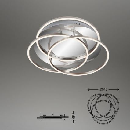 Briloner - LED Dimbar taklampa FRAMES LED/60W/230V skinande krom