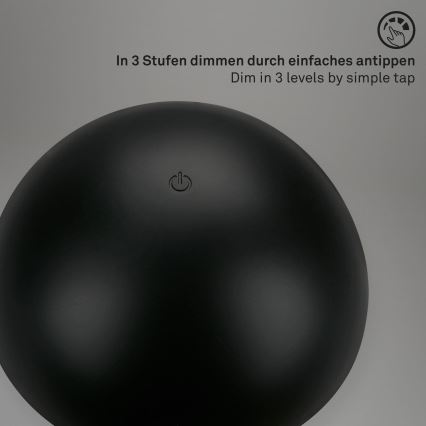 Briloner - LED dimbar uppladdningsbar beröringsstyrd utomhusbordslampa LED/2,6W/5V 3000K IP44 2000 mAh svart