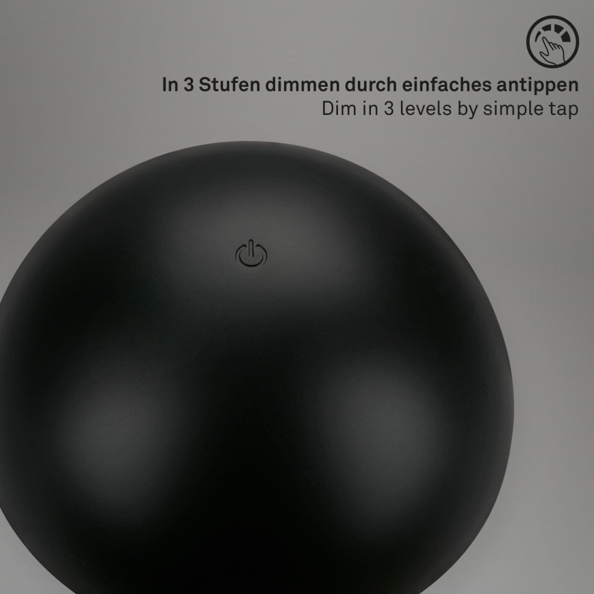 Briloner - LED dimbar uppladdningsbar beröringsstyrd utomhusbordslampa LED/2,6W/5V 3000K IP44 2000 mAh svart