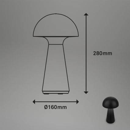 Briloner - LED dimbar uppladdningsbar beröringsstyrd utomhusbordslampa LED/2,6W/5V 3000K IP44 2000 mAh svart