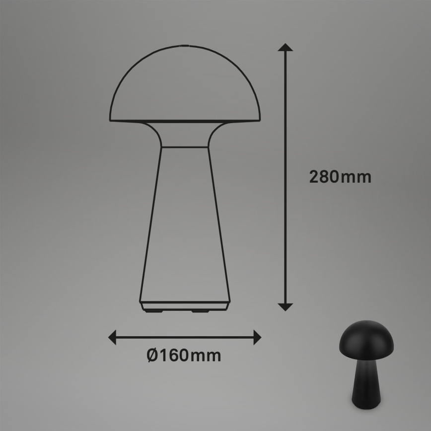 Briloner - LED dimbar uppladdningsbar beröringsstyrd utomhusbordslampa LED/2,6W/5V 3000K IP44 2000 mAh svart