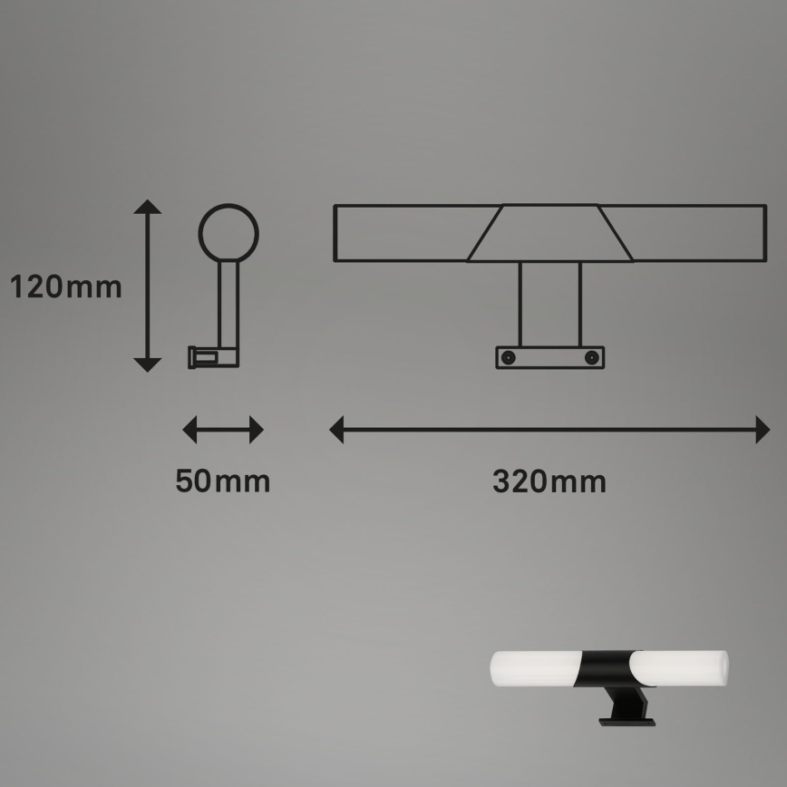 Briloner - LED-spegelbelysning för badrum LED/7W/230V 4000K IP44 32 cm svart