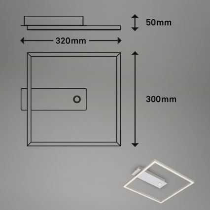 Briloner - LED-taklampa med rörelse- och skymningssensor FRAME LED/14W/230V 3000K 30x32 cm matt krom