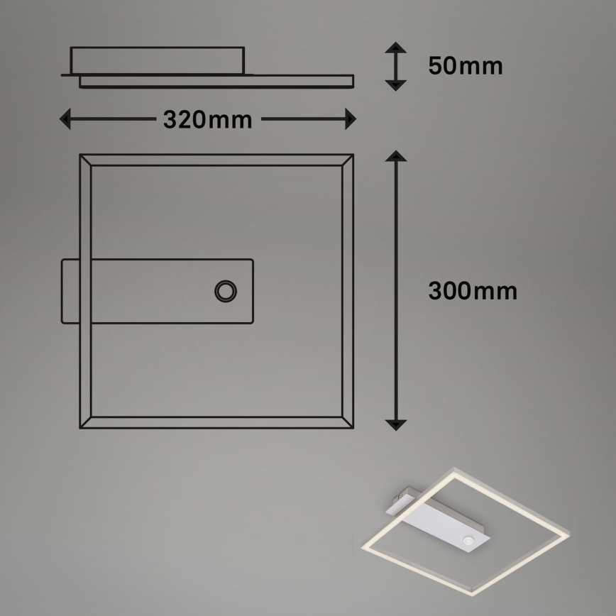 Briloner - LED-taklampa med rörelse- och skymningssensor FRAME LED/14W/230V 3000K 30x32 cm matt krom