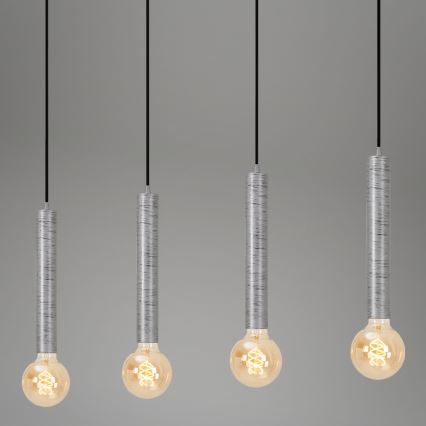 Briloner - Ljuskrona med textilsladd LONGA 4xE27/60W/230V silver