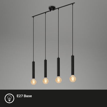 Briloner - Ljuskrona med textilsladd LONGA 4xE27/60W/230V svart