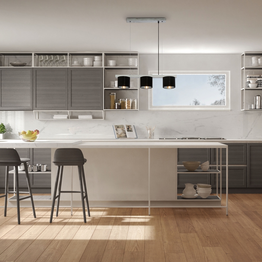 Briloner - Ljuskrona med textilsladd LURI 3xE14/25W/230V gummiträd