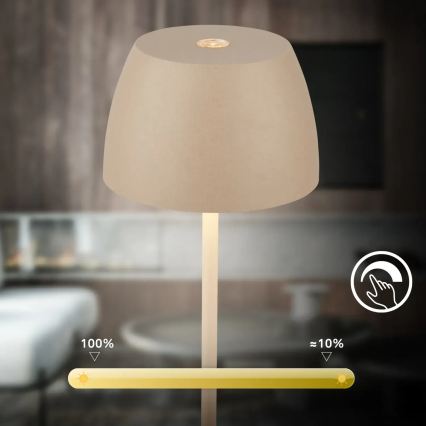 Briloner - LED dimbar uppladdningsbar beröringsstyrd bordslampa för utomhusbruk MINI LED/2,5W/5V IP44 1800 mAh beige