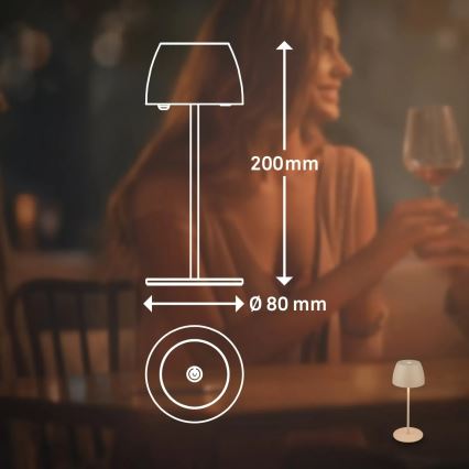 Briloner - LED dimbar uppladdningsbar beröringsstyrd bordslampa för utomhusbruk MINI LED/2,5W/5V IP44 1800 mAh beige