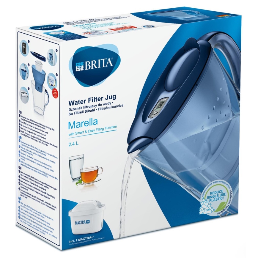 Brita - Filtervattenkokare Marella 2,4 l blå + 1 filter