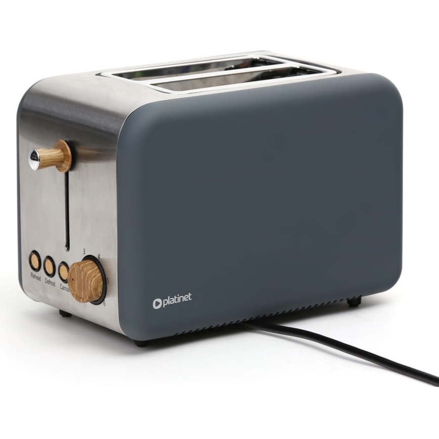 Brödrost med plats för 2 brödskivor 900W/230V rostfritt /grå