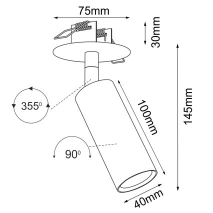 Brosline - Infällt takspot 1xGU10/4W/230V svart