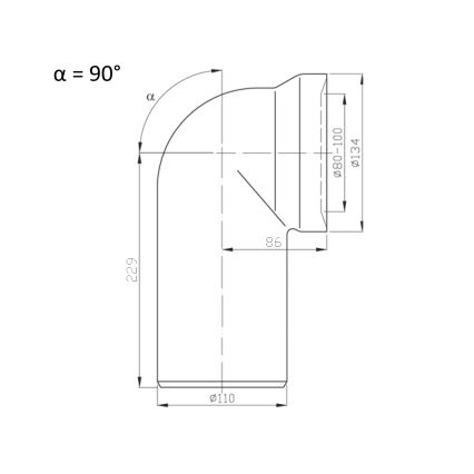 Bruckner - 90° toalettpannanslutning 11 cm vit