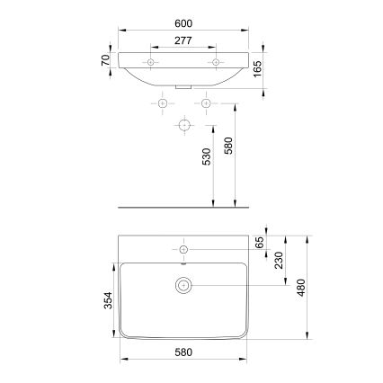 Bruckner - Infälld tvättställ NERON 60x48 cm vit
