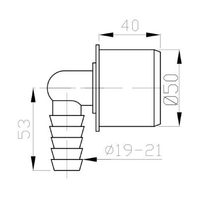 Bruckner - Slangkoppling hörna DN50 19-21 mm grå