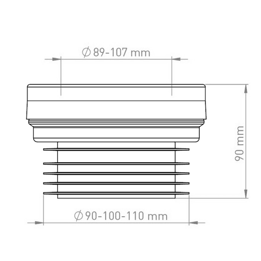 Bruckner - Toalett avfallskuff fast, centrerad svart/vit